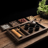 7vnt/rinkinys tradicinis degintas paulownia medžio masyvo arbatos rinkinys mažas padėklas Arbatos rinkinys arbatos rinkinys mažas arbatos padėklas Buitiniai arbatos rinkinio priedai