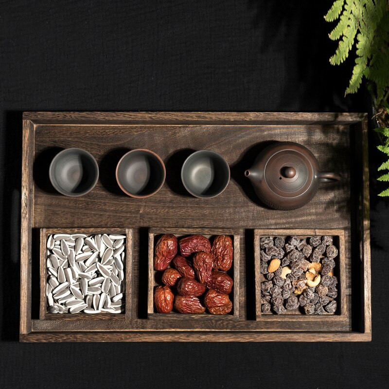 7vnt/rinkinys tradicinis degintas paulownia medžio masyvo arbatos rinkinys mažas padėklas Arbatos rinkinys arbatos rinkinys mažas arbatos padėklas Buitiniai arbatos rinkinio priedai