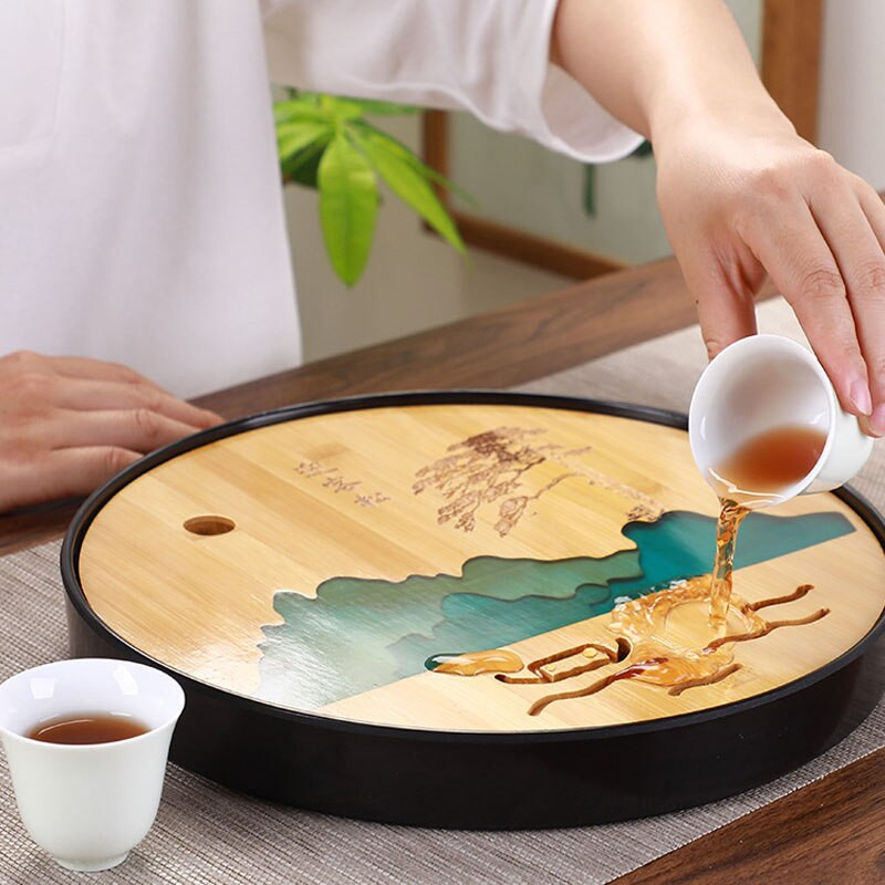 1vnt Aukštos kokybės arbatos padėklas Melamino bambuko drenažo vandens laikiklis Kung Fu arbatos rinkinys Kambario stalo stalas Kinų kultūros arbatos puodelio rinkinys