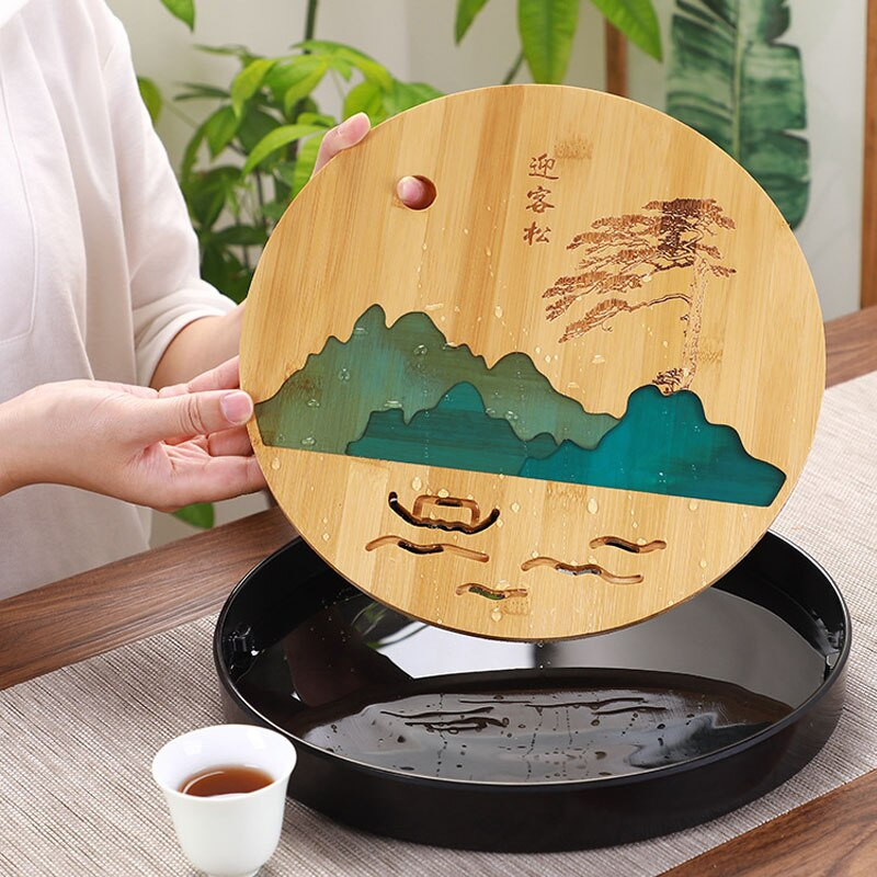 1vnt Aukštos kokybės arbatos padėklas Melamino bambuko drenažo vandens laikiklis Kung Fu arbatos rinkinys Kambario stalo stalas Kinų kultūros arbatos puodelio rinkinys