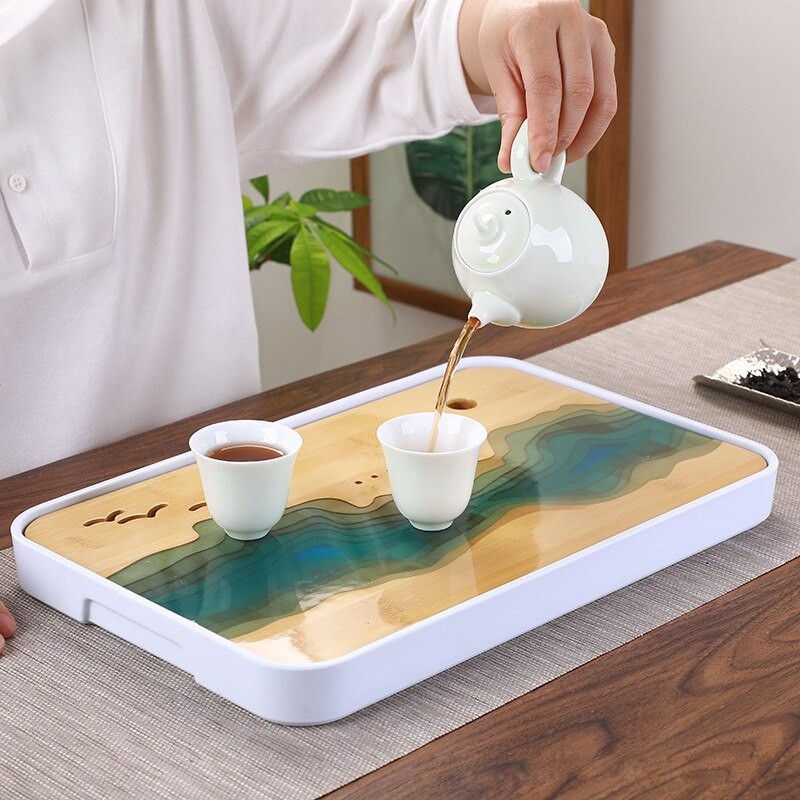 1vnt Aukštos kokybės arbatos padėklas Melamino bambuko drenažo vandens laikiklis Kung Fu arbatos rinkinys Kambario stalo stalas Kinų kultūros arbatos puodelio rinkinys