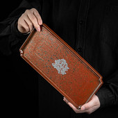 Smaragdo raudonumo Tianmu Lucky Square arbatos padėklas Mažas stačiakampis keramikinis padėklas Bambuko arbatos padėklas arbatos stalo lėkštė Arbatos stalo serviravimo padėklai