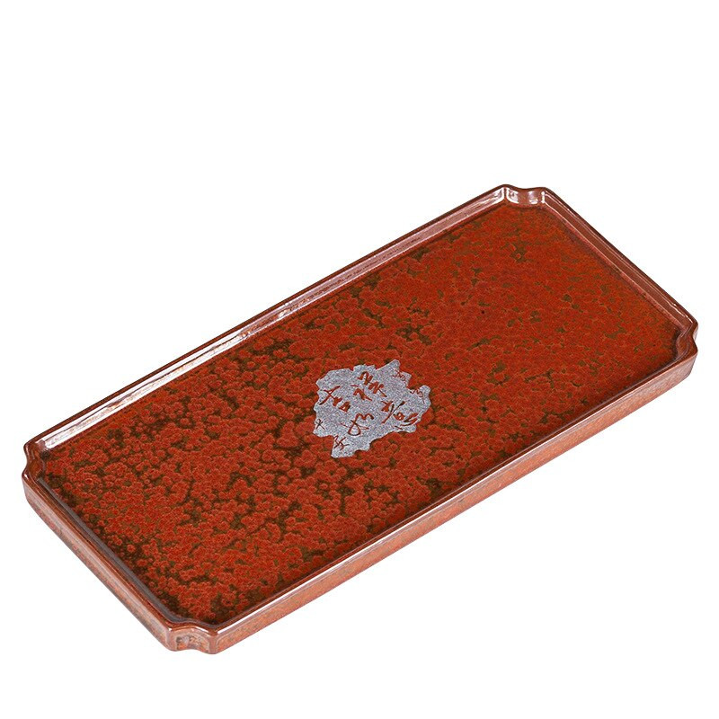 Smaragdo raudonumo Tianmu Lucky Square arbatos padėklas Mažas stačiakampis keramikinis padėklas Bambuko arbatos padėklas arbatos stalo lėkštė Arbatos stalo serviravimo padėklai