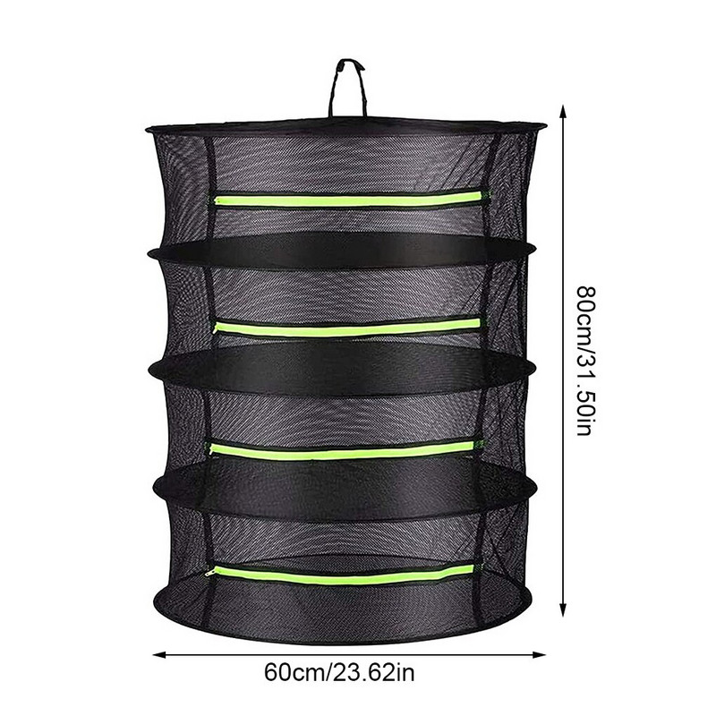 Mitmekihiline kuivatusvõrk välisvõrgust kokkupandav kuivrest Tõmblukuga multifunktsionaalne aiakuivatikott ürdipungade taimede jaoks