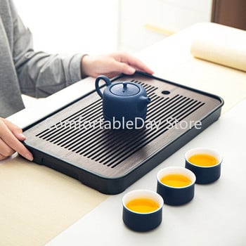 Бамбукова поднос за чай Домашно Съхранение във всекидневна Японски правоъгълни съдове за чай