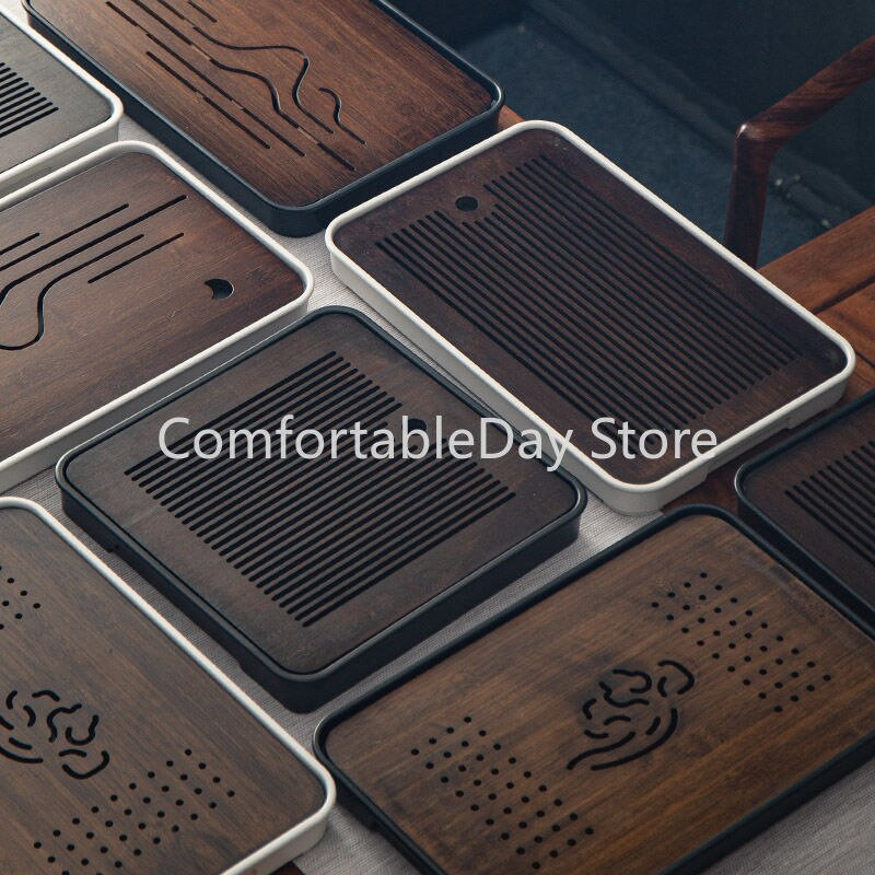 Bambuko arbatos padėklas Namų svetainė Svetainės laikymas Japoniški stačiakampiai arbatos indai