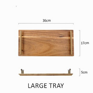 Akácfás tálcás ételtálca Fém fogantyúval Többfunkciós tárolótálca Vacsoratányérok Sushi Steak Desszertek Vitrintál