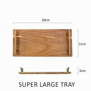 Akácfás tálcás ételtálca Fém fogantyúval Többfunkciós tárolótálca Vacsoratányérok Sushi Steak Desszertek Vitrintál