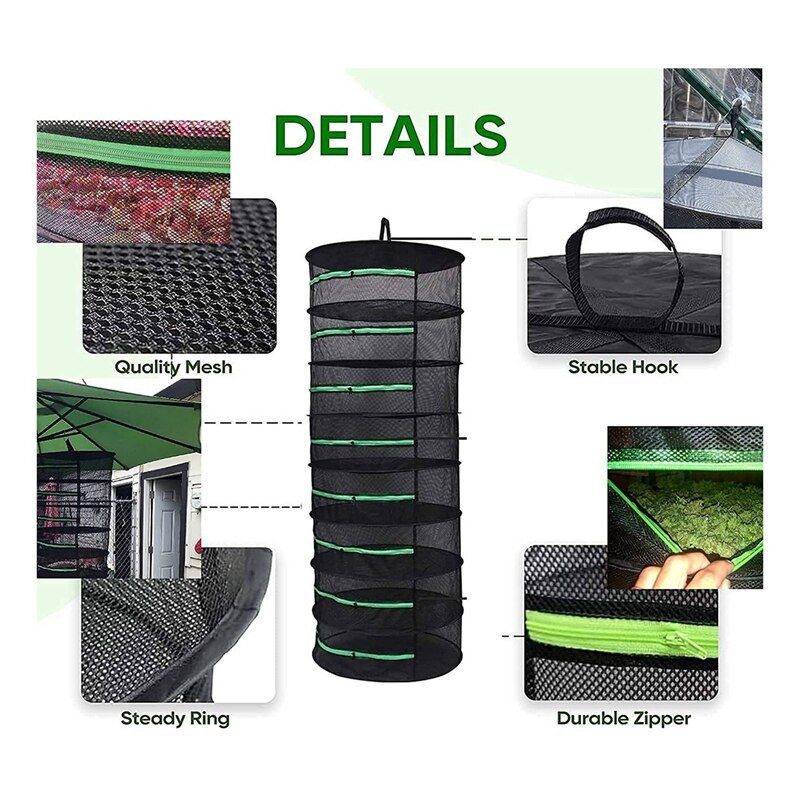 Suport de uscare pentru plante cu 8 straturi, Suport de uscare pentru semințe de muguri de buruieni ierburi, suport de uscare pentru plante hidroponice pentru legume