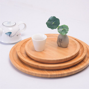 Кръгла бамбукова тава за чай, чиния с плодове, палет за съхранение 1 бр