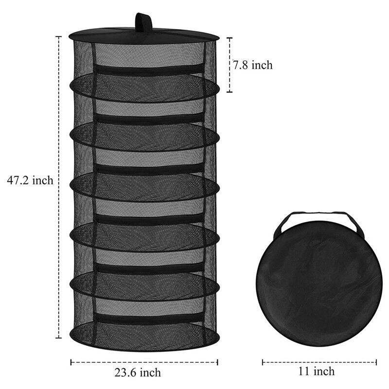 6 sluoksnių žolelių džiovinimo lentyna sulankstomas tinklelis kabantis džiovinimo tinklelis su užtrauktuku, S pakabinama sagtimi, džiovinimo pumpurams, hidroponiniams augalams