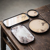 Kineska slika Dekor Posude za čaj Prezentacija Bambus Ukrasne posude za dnevnu sobu Ceremonija Set Zeleni tanjuri za posluživanje