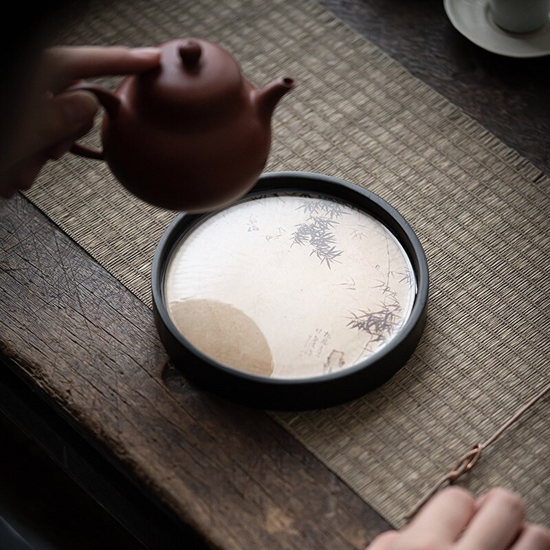 Kineska slika Dekor Posude za čaj Prezentacija Bambus Ukrasne posude za dnevnu sobu Ceremonija Set Zeleni tanjuri za posluživanje