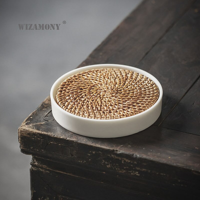 Kerámia edény száraz áztató platform fehér porcelán víztároló tálca edénytartó Jianshui teástálca teásszertartás kiegészítők