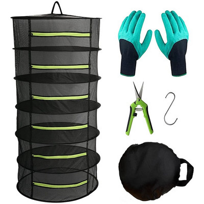 Viseći stalak za sušenje bilja Mrežasti stalak za sušenje sa zelenim patentnim zatvaračem, stalak za sušenje biljaka od 2 ft Suhe mreže Škare za orezivanje