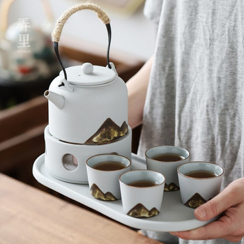 Цветна поднос за чай Керамична саксия в японски стил Yuanshan, лагер Малка маса за чай Съхранение на вода Проста домашна маса за чай Поднос за кафе