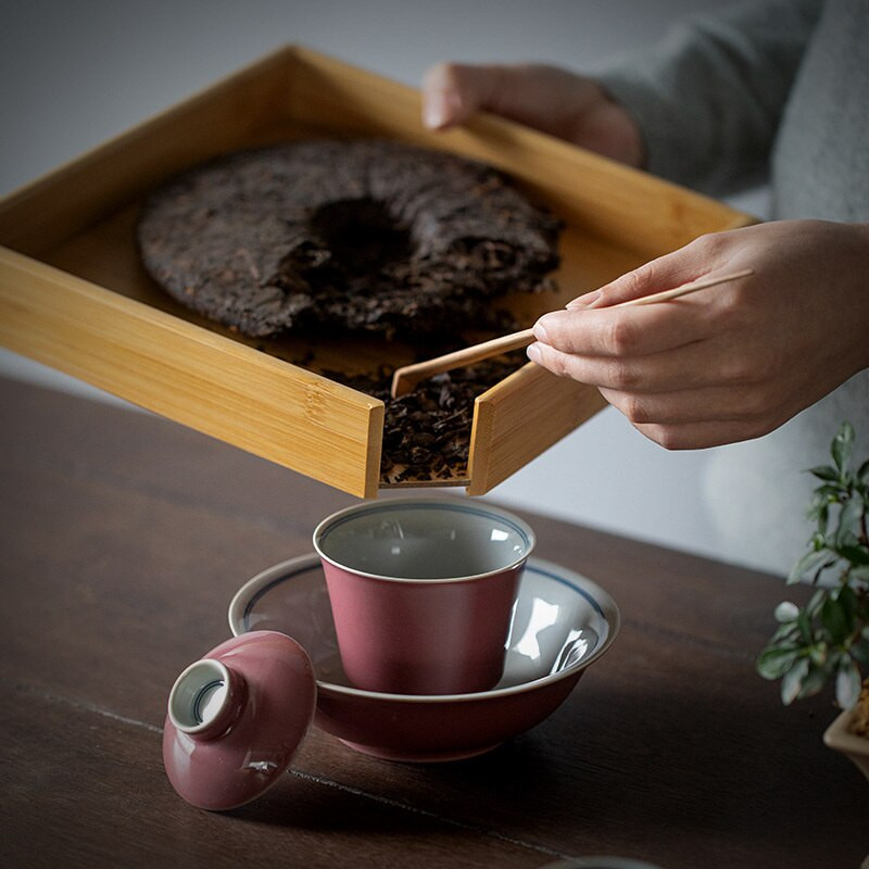 Bambusová krabička na čaj Pu'er, podnos na čaj, čajová súprava, čajová ihla, čajový kornútok, podnos na čajový koláč, príslušenstvo na čajový obrad, hodnotiace čajové nástroje
