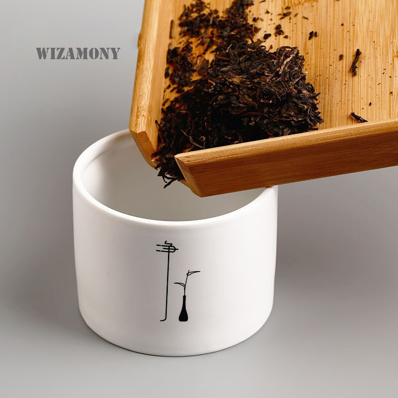 WIZAMONY Bambusový čajový tácok, čínsky kung-fu čajový tácok s podšálkou, zásuvka, typ čajovej dosky na vodu, úložná zásuvka, malý čajový stolík