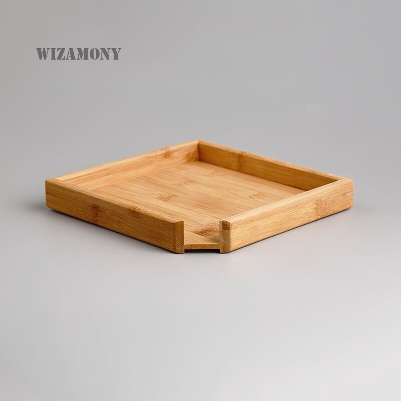WIZAMONY Bambusový čajový tácok, čínsky kung-fu čajový tácok s podšálkou, zásuvka, typ čajovej dosky na vodu, úložná zásuvka, malý čajový stolík