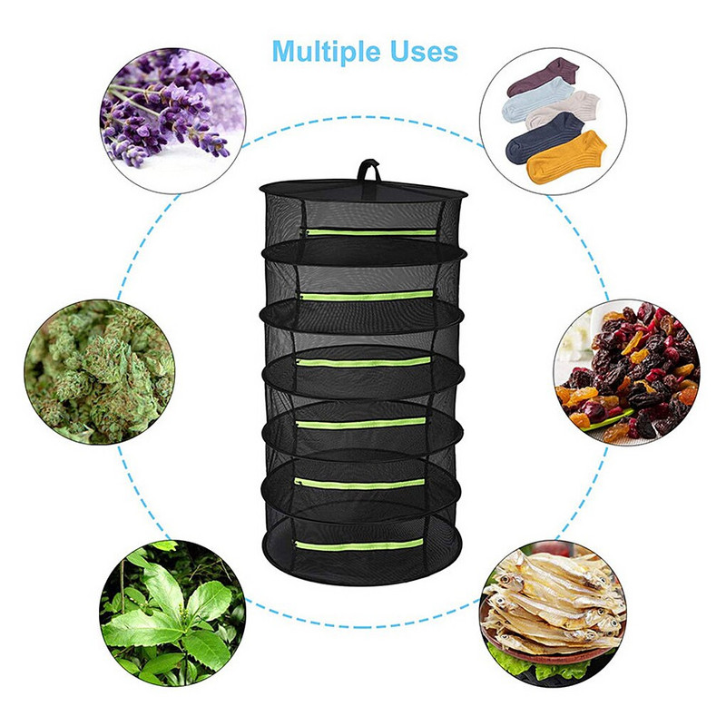Többrétegű szárítóháló kültéri, összecsukható, cipzáras, ültetésre alkalmas, többfunkciós szárítótáska rügyes növények számára