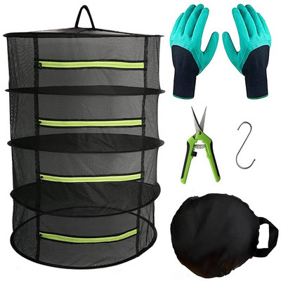 Füvesszárító állvány Függesztett szárító hálós szárítóállvány zöld cipzárral, 2Ft növényszárító állvány Száraz háló metszőolló