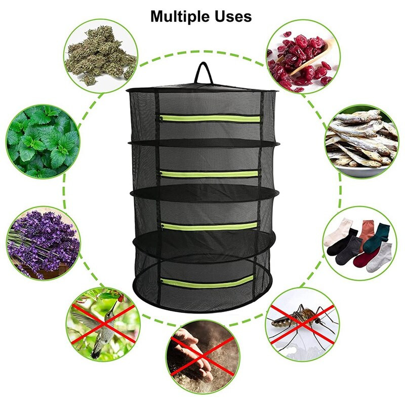 Füvesszárító állvány Függesztett szárító hálós szárítóállvány zöld cipzárral, 2Ft növényszárító állvány Száraz háló metszőolló