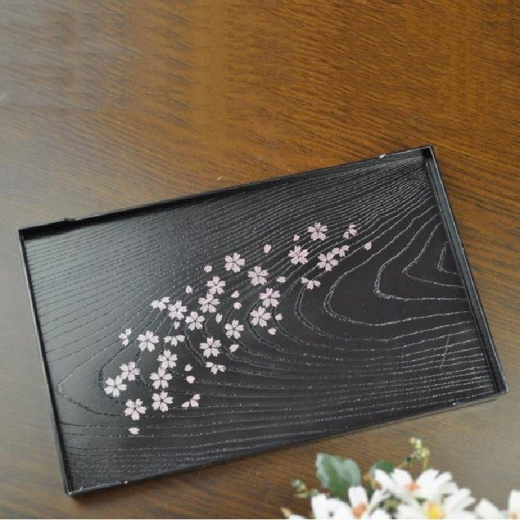 Tanaka japán tálcás teástálca Fresh Fruit Platter fekete téglalap alakú gyantatálca teástálca