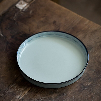 Tavă de ceai retro albastru și alb pictat manual Lotus Art Suport pentru ceainic din ceramică Tavă cu bule uscate Suport pentru ceainic Baza Kung Fu Teaware