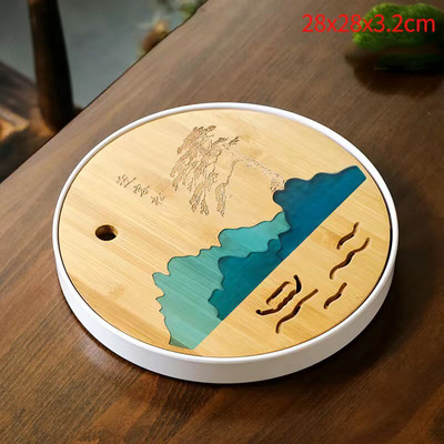 1db Bambusz teatálca Kungfu tea tálaló tálca Kínai teaszertartás Kiváló minőségű teásasztal-kiegészítők Száraz buboréktányér Hordozható