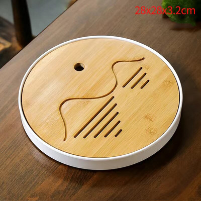 1db Bambusz teatálca Kungfu tea tálaló tálca Kínai teaszertartás Kiváló minőségű teásasztal-kiegészítők Száraz buboréktányér Hordozható