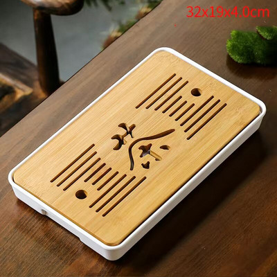 1db Bambusz teatálca Kungfu tea tálaló tálca Kínai teaszertartás Kiváló minőségű teásasztal-kiegészítők Száraz buboréktányér Hordozható