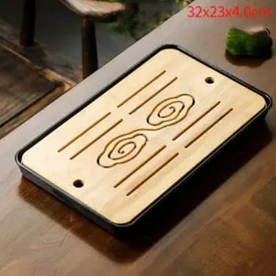 1db Bambusz teatálca Kungfu tea tálaló tálca Kínai teaszertartás Kiváló minőségű teásasztal-kiegészítők Száraz buboréktányér Hordozható