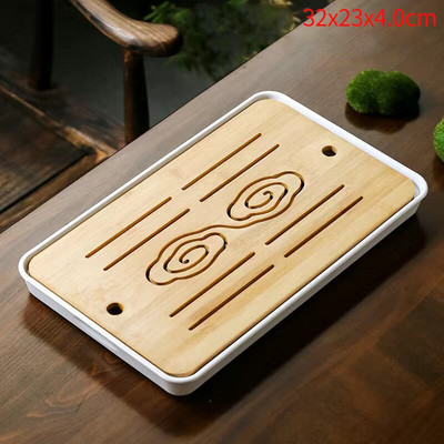 1db Bambusz teatálca Kungfu tea tálaló tálca Kínai teaszertartás Kiváló minőségű teásasztal-kiegészítők Száraz buboréktányér Hordozható