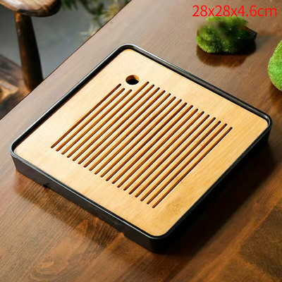 1db Bambusz teatálca Kungfu tea tálaló tálca Kínai teaszertartás Kiváló minőségű teásasztal-kiegészítők Száraz buboréktányér Hordozható