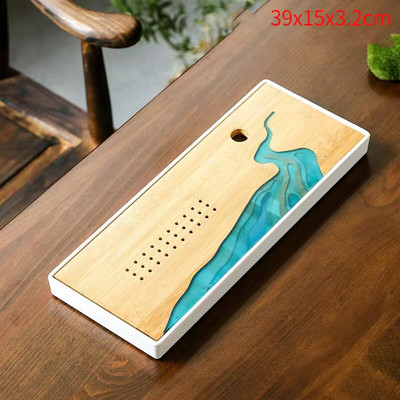 1db Bambusz teatálca Kungfu tea tálaló tálca Kínai teaszertartás Kiváló minőségű teásasztal-kiegészítők Száraz buboréktányér Hordozható