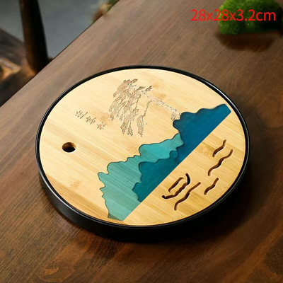 1db Bambusz teatálca Kungfu tea tálaló tálca Kínai teaszertartás Kiváló minőségű teásasztal-kiegészítők Száraz buboréktányér Hordozható