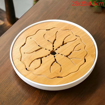 1db Bambusz teatálca Kungfu tea tálaló tálca Kínai teaszertartás Kiváló minőségű teásasztal-kiegészítők Száraz buboréktányér Hordozható