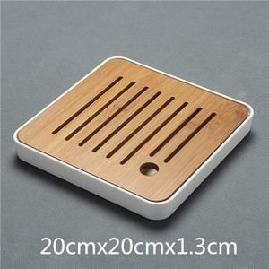 Bambuko arbatos padėklai – kiniškos arbatos serviravimas Kung-Fu arbatos padėklų rinkinys – melaminas+bambuko arbatos padėklas – drenažo vandens laikymo arbatos rinkinio įrankiai