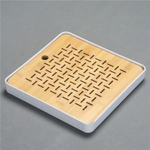 Bambuko arbatos padėklai – kiniškos arbatos serviravimas Kung-Fu arbatos padėklų rinkinys – melaminas+bambuko arbatos padėklas – drenažo vandens laikymo arbatos rinkinio įrankiai