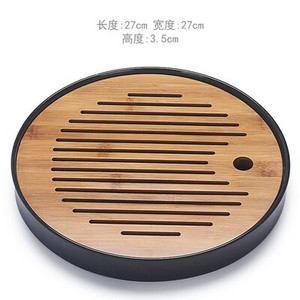 Bambuko arbatos padėklai – kiniškos arbatos serviravimas Kung-Fu arbatos padėklų rinkinys – melaminas+bambuko arbatos padėklas – drenažo vandens laikymo arbatos rinkinio įrankiai