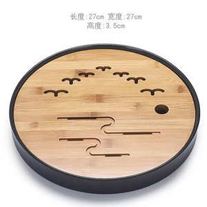 Bambuko arbatos padėklai – kiniškos arbatos serviravimas Kung-Fu arbatos padėklų rinkinys – melaminas+bambuko arbatos padėklas – drenažo vandens laikymo arbatos rinkinio įrankiai