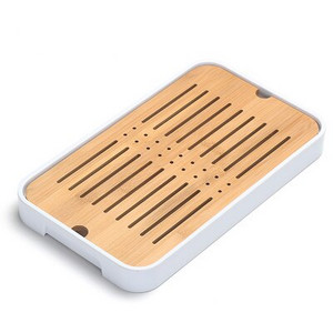 Bambuko arbatos padėklai – kiniškos arbatos serviravimas Kung-Fu arbatos padėklų rinkinys – melaminas+bambuko arbatos padėklas – drenažo vandens laikymo arbatos rinkinio įrankiai