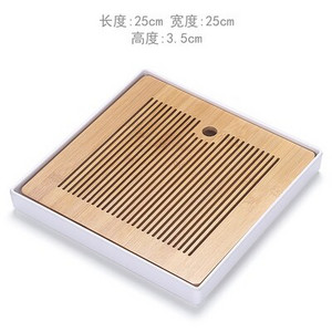 Bambuko arbatos padėklai – kiniškos arbatos serviravimas Kung-Fu arbatos padėklų rinkinys – melaminas+bambuko arbatos padėklas – drenažo vandens laikymo arbatos rinkinio įrankiai