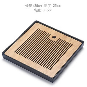 Bambuko arbatos padėklai – kiniškos arbatos serviravimas Kung-Fu arbatos padėklų rinkinys – melaminas+bambuko arbatos padėklas – drenažo vandens laikymo arbatos rinkinio įrankiai