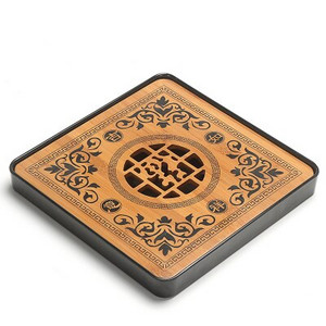 Bambuko arbatos padėklai – kiniškos arbatos serviravimas Kung-Fu arbatos padėklų rinkinys – melaminas+bambuko arbatos padėklas – drenažo vandens laikymo arbatos rinkinio įrankiai