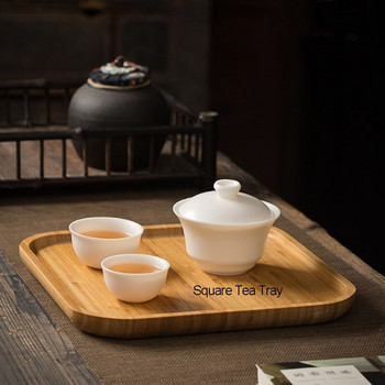Японски бамбуков поднос за чай Кунг-фу Чиния за сервиране на чай Поднос за напитки Снек Плодове Съхранение на храна Подноси за разделяне Ресторант Бар Подноси