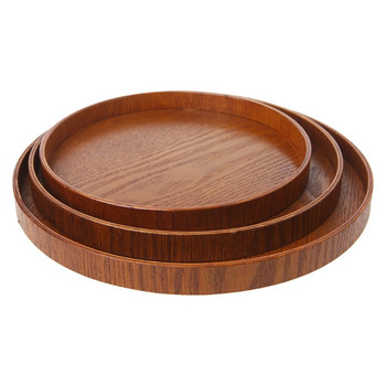 Естествена дървена кръгла чиния Чай Плодове Храна Пекарна Поднос за сервиране Ястия Плато Ново