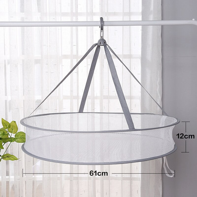 Gri pentru uscare haine coș plasă Șosete pliabile rezistente la vânt Lenjerie de corp pentru bebeluși pulover pernă agățată suport de depozitare cuier geantă din plasă