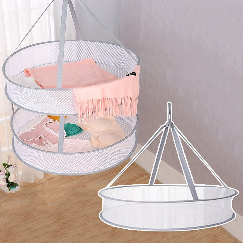 Gri pentru uscare haine coș plasă Șosete pliabile rezistente la vânt Lenjerie de corp pentru bebeluși pulover pernă agățată suport de depozitare cuier geantă din plasă