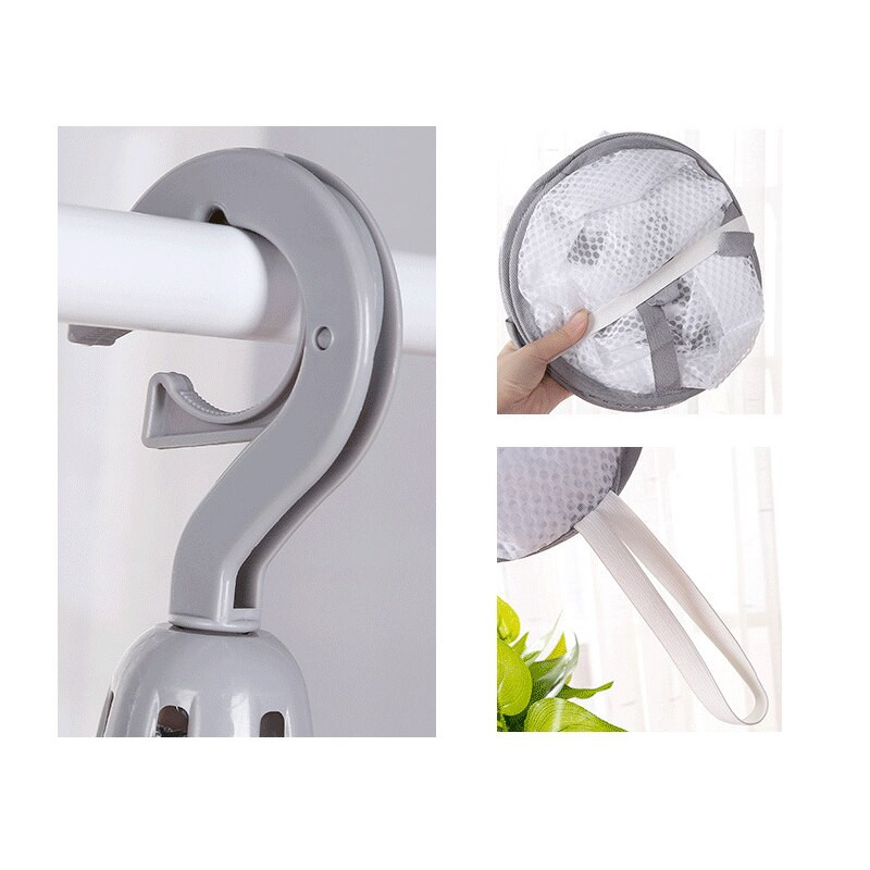 Gri pentru uscare haine coș plasă Șosete pliabile rezistente la vânt Lenjerie de corp pentru bebeluși pulover pernă agățată suport de depozitare cuier geantă din plasă